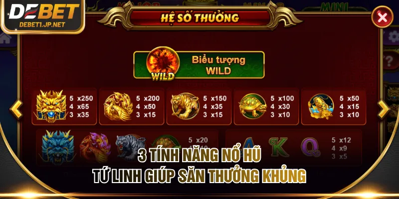 3 tính năng nổ hũ Tứ Linh giúp săn thưởng khủng