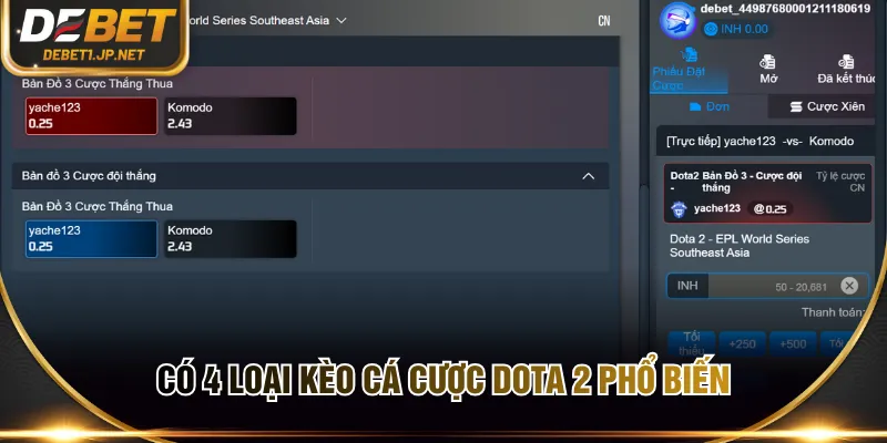 Có 4 loại kèo cá cược DOTA 2 phổ biến