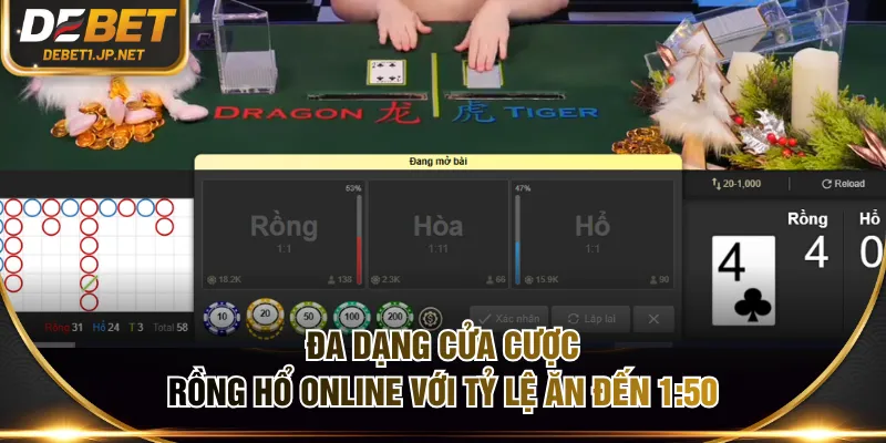 Đa dạng cửa cược Rồng Hổ online với tỷ lệ ăn đến 1:50