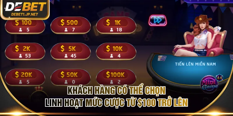 Khách hàng có thể chọn linh hoạt mức cược từ $100 trở lên