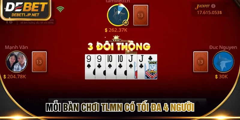 Mỗi bàn chơi TLMN có tối đa 4 người