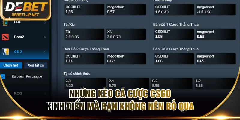 Những kèo cá cược CSGO kinh điển mà bạn không nên bỏ qua Những kèo cá cược CSGO kinh điển mà bạn không nên bỏ qua