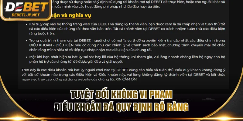 Tuyệt đối không vi phạm điều khoản đã quy định rõ ràng